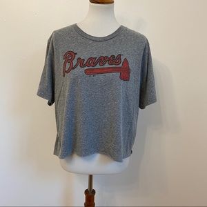 Braves Crop Distressed T-shirt Gray Oversized